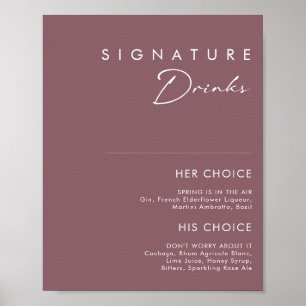 Poster Dusty Boho Placa de Bebidas com a Assinatura Rox