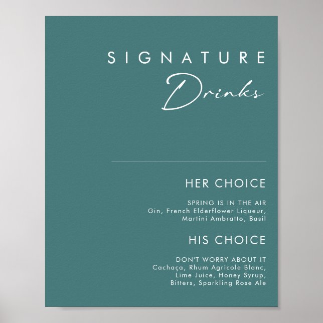 Poster Dusty Boho | Placa de Bebidas com a Assinatura Ver (Frente)