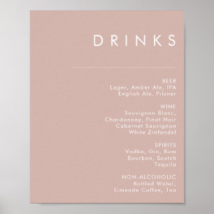 Poster Dusty Boho   Sinal de menu de bebidas Rosa