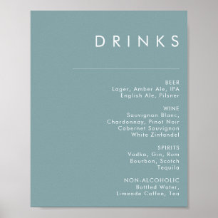 Poster Dusty Boho Sinal de menu Drinks Azuis