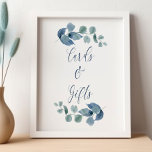 Poster Dusty Eucalyptus Watercolor Cartões e presentes ve<br><div class="desc">Cartões de eucalipto e cartazes de presentes com elegantes folhas de caligrafia e eucalipto. Simples design botânico subdeclarado com folhagem de aquarela e verde em cinza azul empoeirado verde. Perfeito para o eucalipto e para o tema vegetativo botânico casamento, chá de panela, chá de fraldas etc. Por favor, procure na...</div>