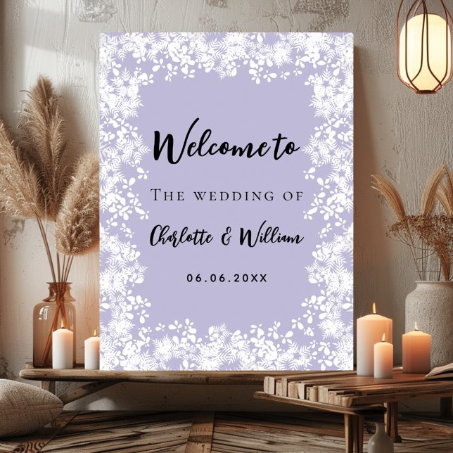 Poster Dusty lavender snowflakes wedding welcome sign (Criador carregado)