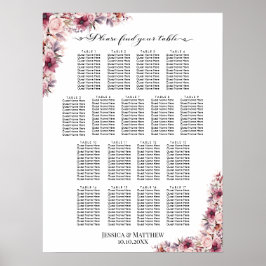 Poster Dusty Pink Boho Floral 17 Mesas Casamento
