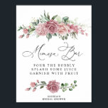 Poster Dusty Pink Floral Bridal Shower Mimosa Bar<br><div class="desc">Elegant dusty pink floral bridal shower mimosa bar poster with romantic watercolor roses. Add a refined and romantic touch to your bridal shower drink station with this Dusty Pink Floral Bridal Shower Mimosa Bar Poster, designed with soft watercolor roses and delicate greenery in a timeless dusty pink palette. Perfect for...</div>