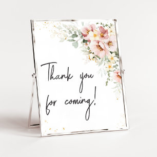 Poster Dusty Pink Floral Greenerescência Obrigado por vir