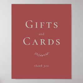 Poster Dusty Red Leaves e Berries - Cartão e Sinal de Pre