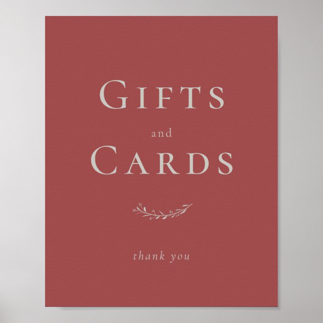 Poster Dusty Red Leaves e Berries - Cartão e Sinal de Pre (Frente)