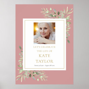 Poster Dusty Rosa Greenery Foto Celebração do Sinal de Vi