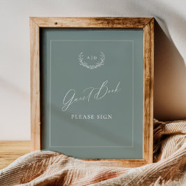 Poster Dusty Sage Guest Book Wedding Table Sign Decor