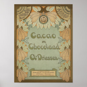 Póster Dutch Cacao & Chocolate Label Circa 1900