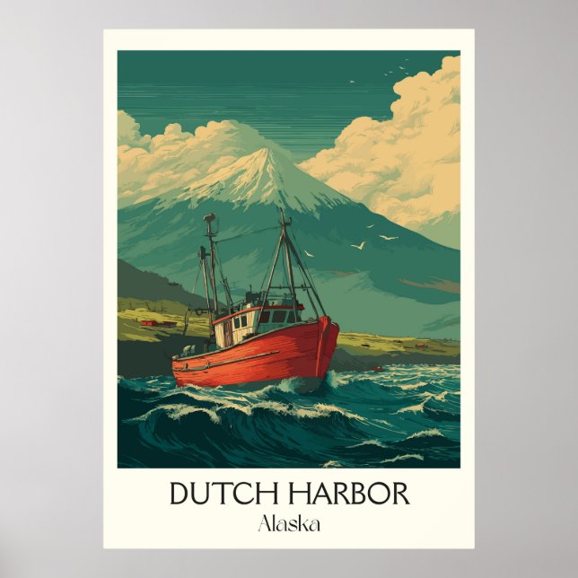 Poster Dutch Harbor Alaska Fishing Boat (Frente)