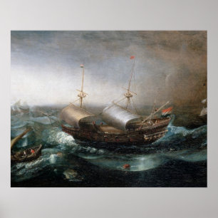 Póster Dutch Merchant Vessels and a Smalschip Accompanied