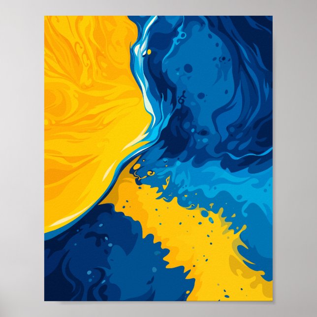 Poster Dynamic Blend of Yellow, Blue, & Orange Accents (Frente)
