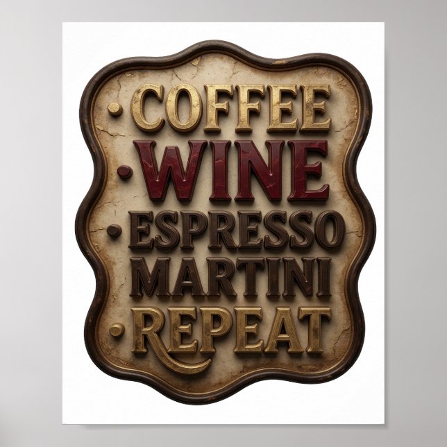 Poster Dynamic Gold CAFÉ VINHO ESPRESSO MARTINI REPITA (Frente)