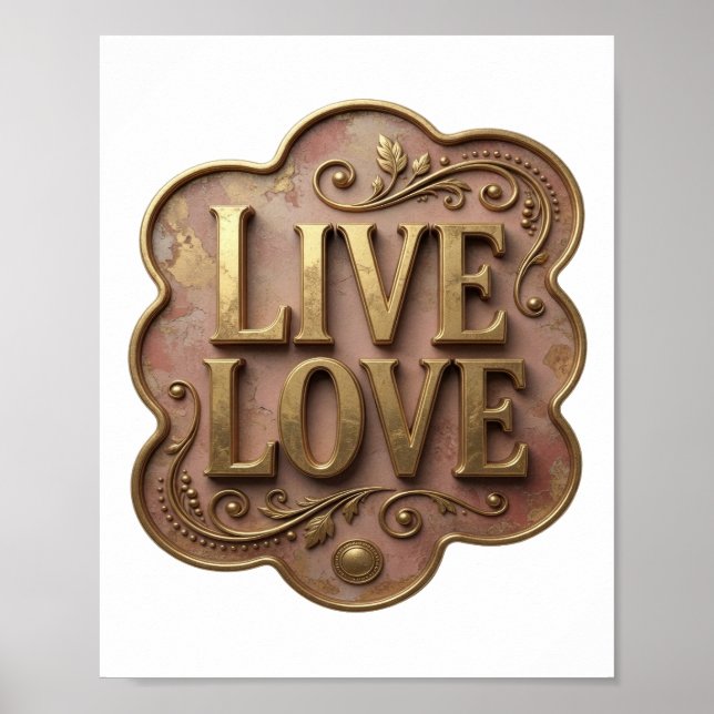 Poster Dynamic Gold VIVA AMOR Design Moderno (Frente)