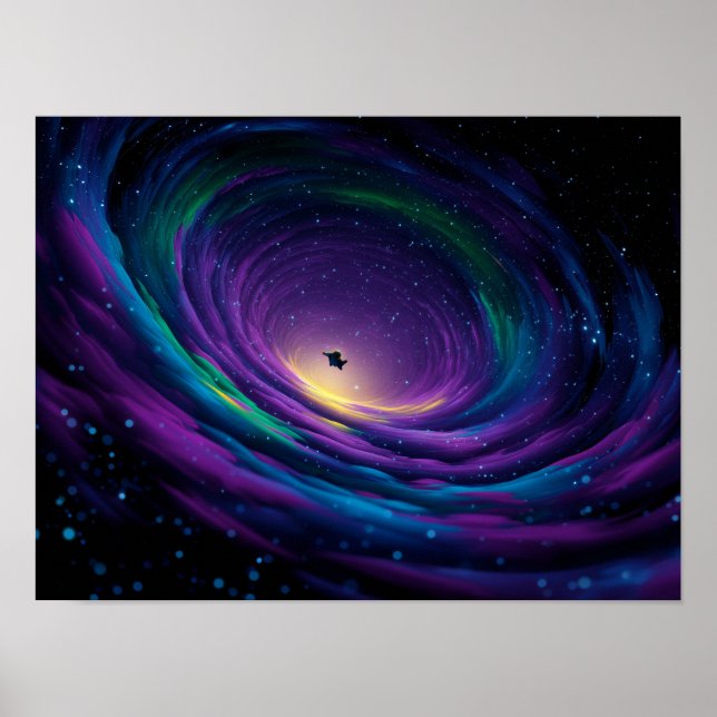 Poster Dynamic Swirling Galaxy Vortex with Central Astron (Frente)