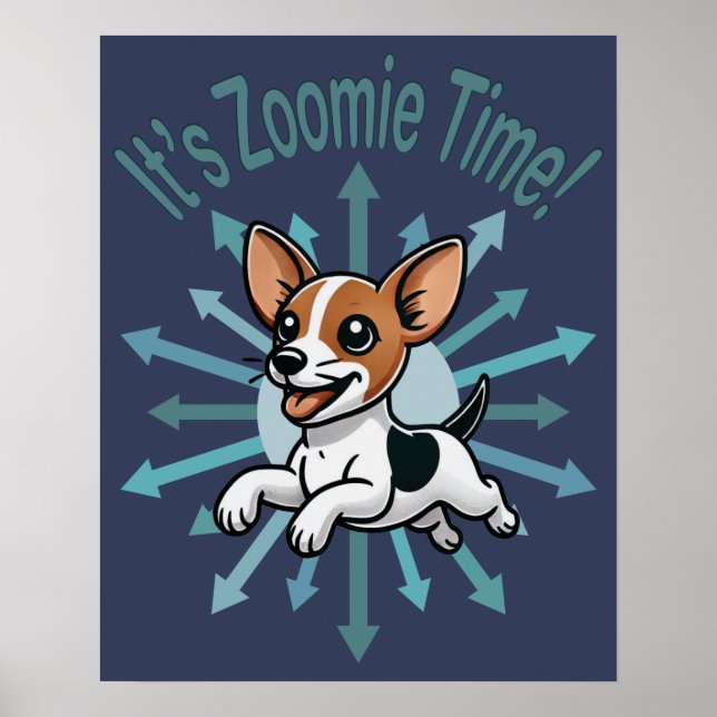 Poster É a Hora do Zoomie Rat Terrier (Frente)