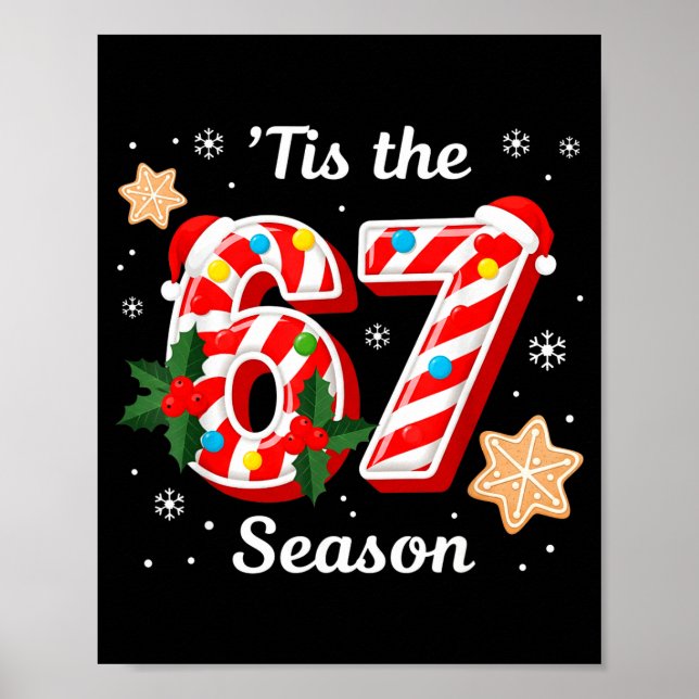 Poster É a Temporada 67 Seis Sete Natal Brainrot Mem (Frente)