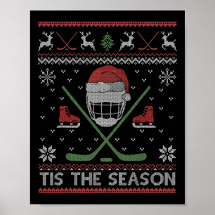 Poster É a Temporada de Hóquei no Gelo Suéter de Natal Fe