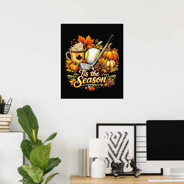 Poster É a Temporada Outono Golfe Café de Abóbora e Espec (Escritório em casa)