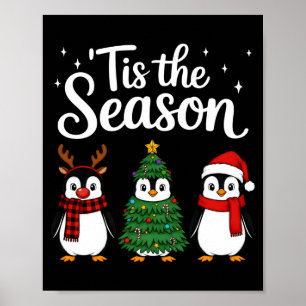 Poster É a Temporada Pinguim Natal Papai Noel Manga Longa