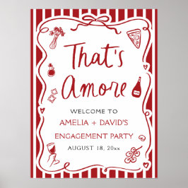 Poster É Amore Red Italiana Festa de noivado Bem-vindo