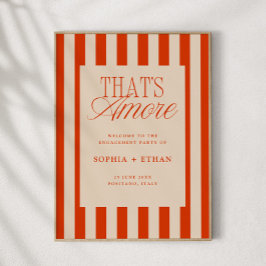 Poster É Amore Red Stripes Festa de noivado Bem-vindo