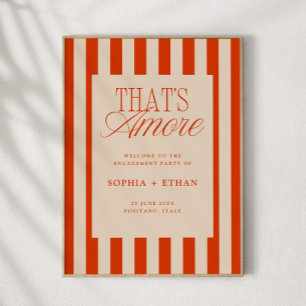 Poster É Amore Red Stripes Festa de noivado Bem-vindo