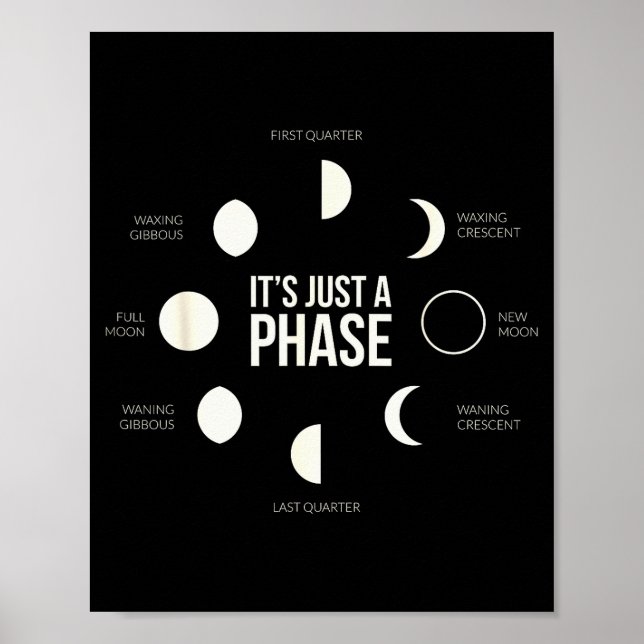 Poster É Apenas Uma Fase Fases Lunares Lua Nova Hemisféri (Frente)