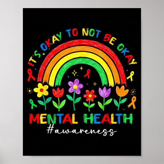 Poster É bom Não Ser Consciência da Saúde Mental Arco-íri (Frente)