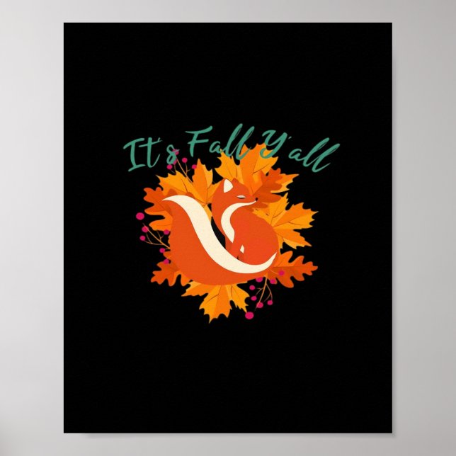 Poster É Fall Y’all Cute Autumn Fall Folhas (Frente)