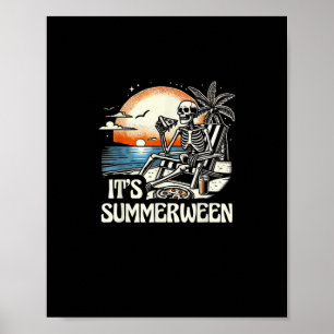 Poster É Férias de Sunset do Esqueleto do Summerween