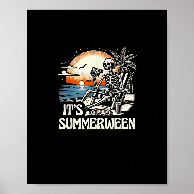 Poster É Férias de Sunset do Esqueleto do Summerween (Frente)