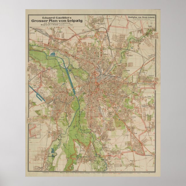 Poster E. Gaebler’s Grosser Plan von Leipzig (1943) (Frente)