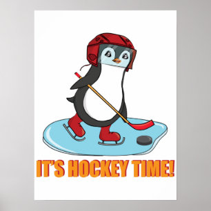 Poster É Hockey Time - Hóquei em Gelo Pinguim