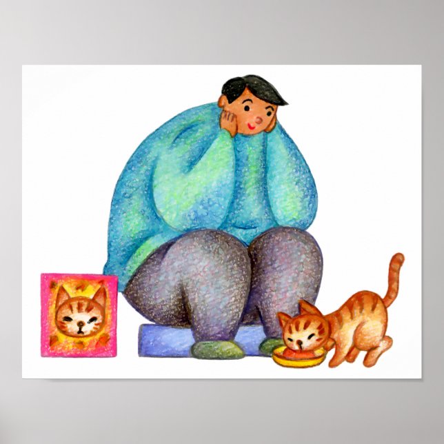 Poster É hora da refeição para o meu gato querido. (Frente)