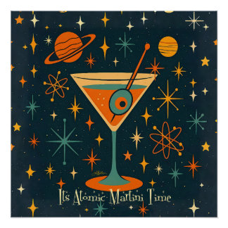 Póster É hora do Martini Atômico Estrelas Cósmicas