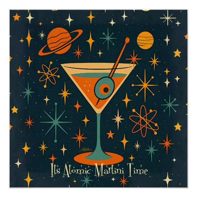 Póster É hora do Martini Atômico Estrelas Cósmicas (Frente)