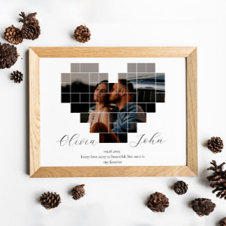 POSTER E IMPRESSÃO DE COLAGEM DO CORAÇÃO ANIVERSÁR