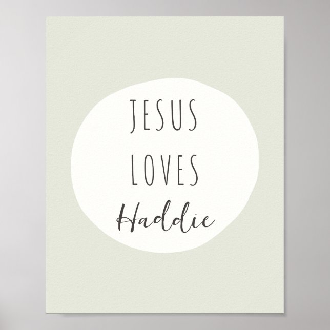 Poster e Impressões "nome personalizado" Jesus ama (Frente)