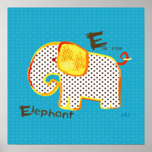 Póster 'E is for elephant ' digital painting print