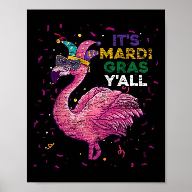 Poster É Mardi Gras Yall Flamingo (Frente)