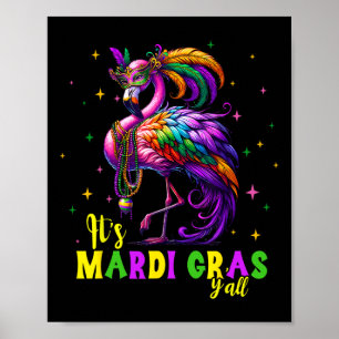 Poster É Mardi Gras Y'all Flamingo Costume Girls Women