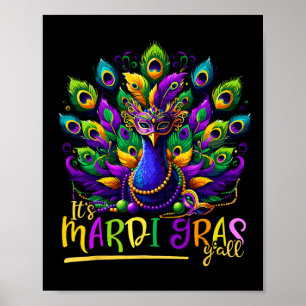 Poster É Mardi Gras Y'all Pea Costume Kids Mulheres Mardi
