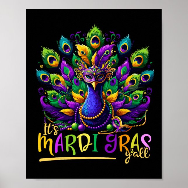 Poster É Mardi Gras Y'all Pea Costume Kids Mulheres Mardi (Frente)