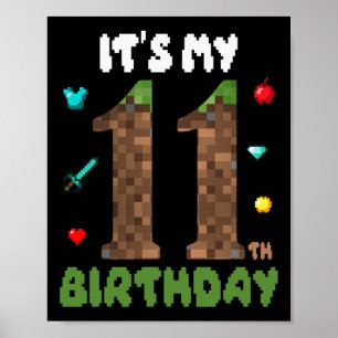 Poster É Meu 11º Aniversário Divertido 11 Anos de Idade V