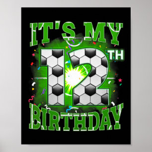 Poster É Meu 12º Aniversário Futebol Masculino 12 Anos Pa