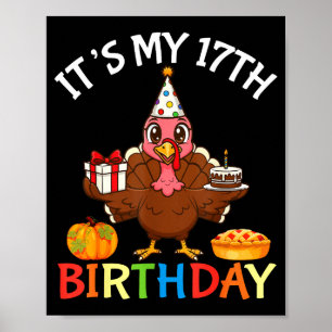 Poster É Meu 17º Aniversário Peru Com Presente De Bolo Ab