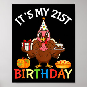Poster É Meu 21º Aniversário Peru Com Presente De Bolo Ab