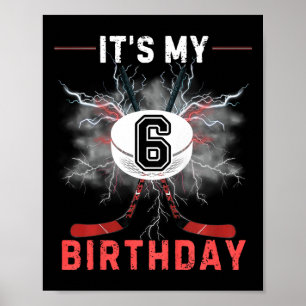Poster É meu 6º aniversário de hóquei infantil menino eng
